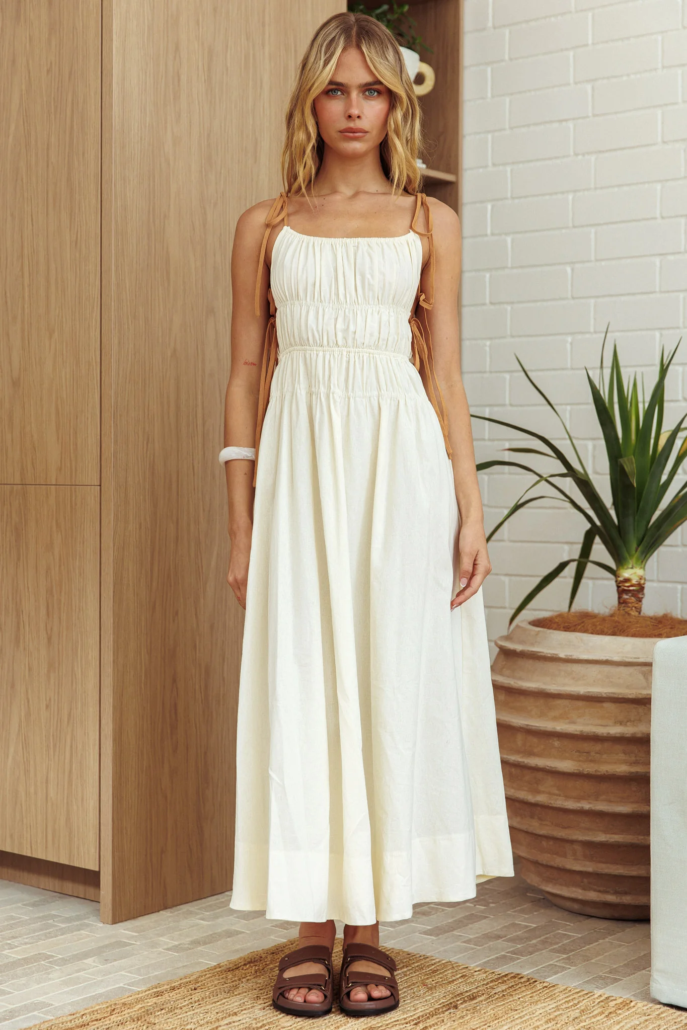 By The Way Side Tie Dress Oat - Image 5