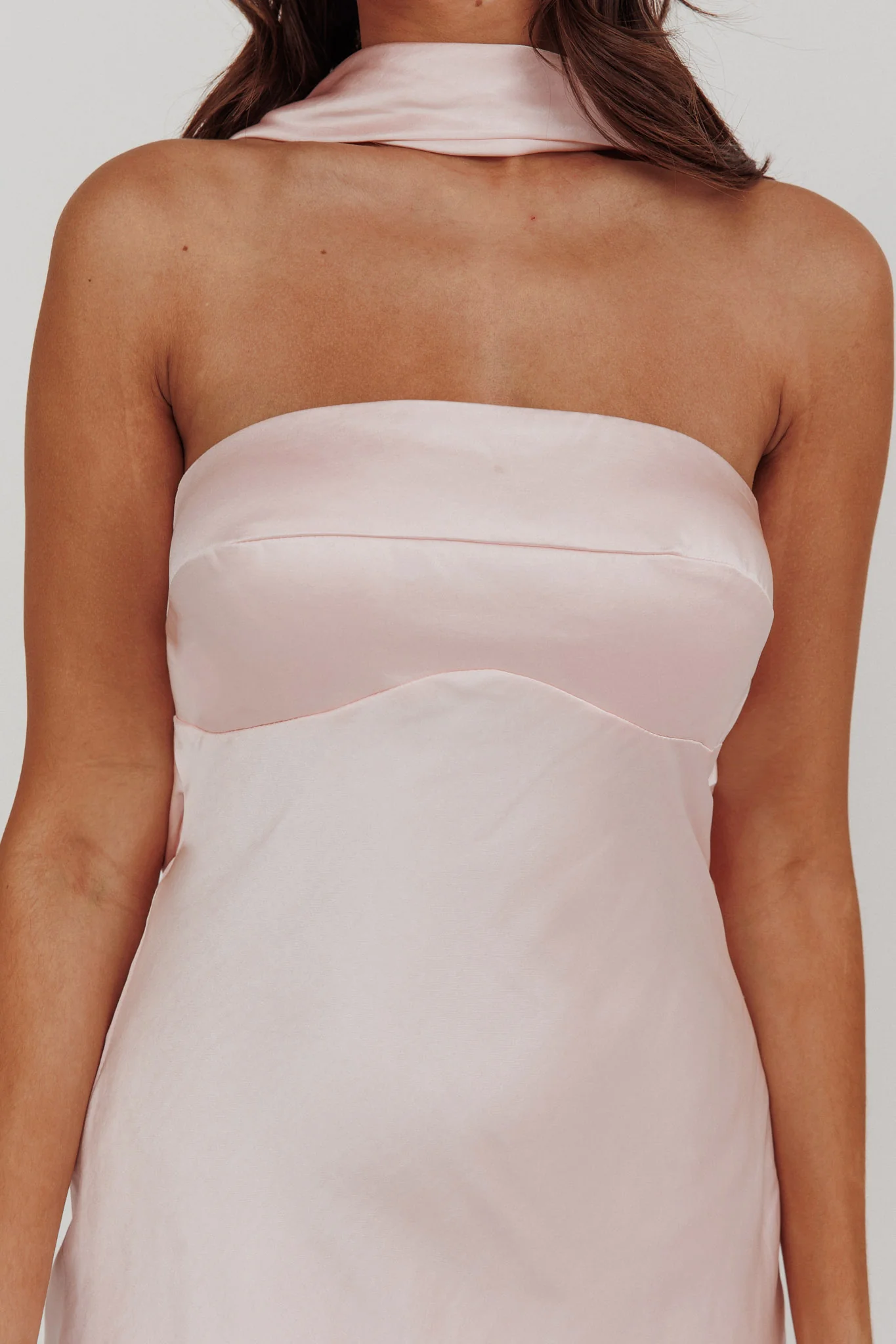 Damsel Reverse Halter Mini Dress Blush - Image 3