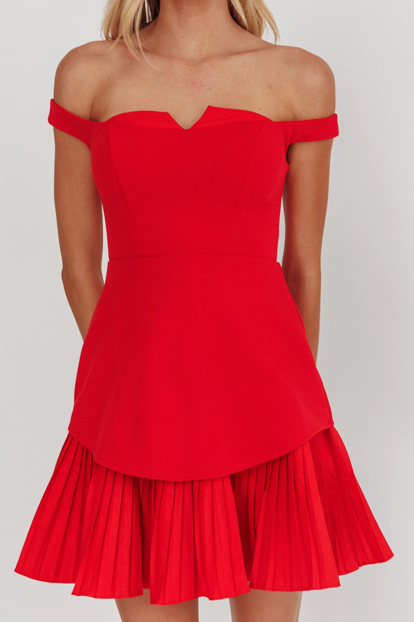 Devoted Love Pleat Hem Mini Dress Red - Image 4