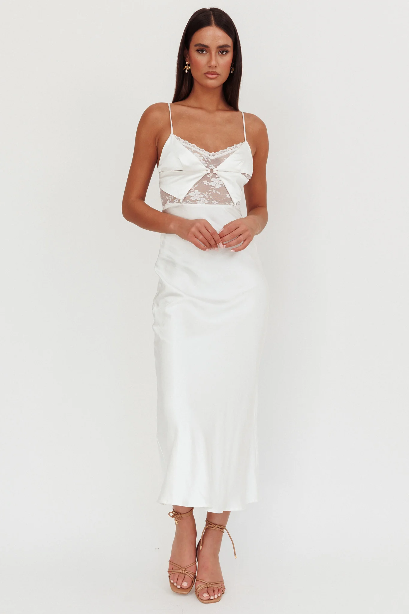 Impressions Lace Bodice Maxi Dress White - Image 4