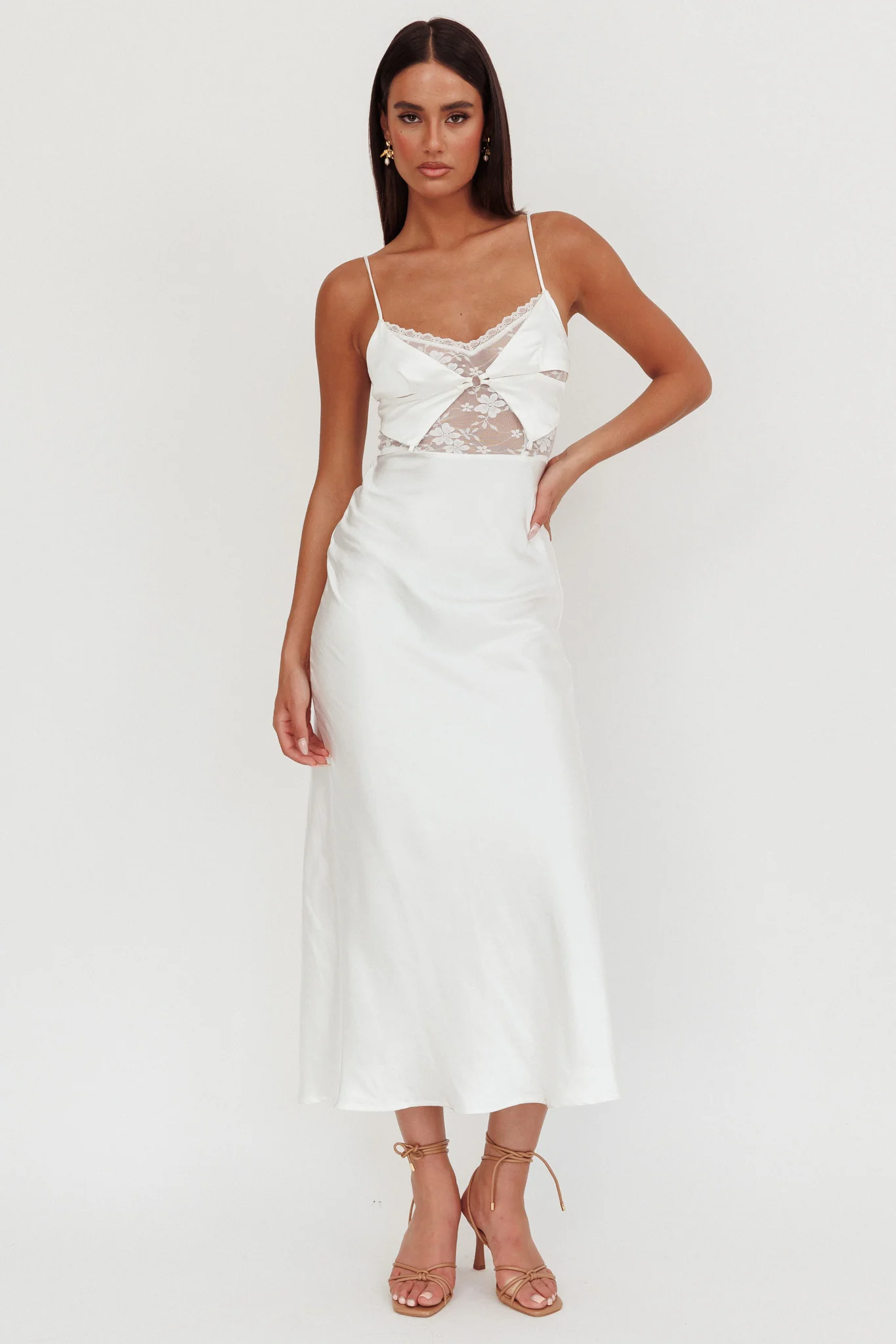 Impressions Lace Bodice Maxi Dress White - Image 5