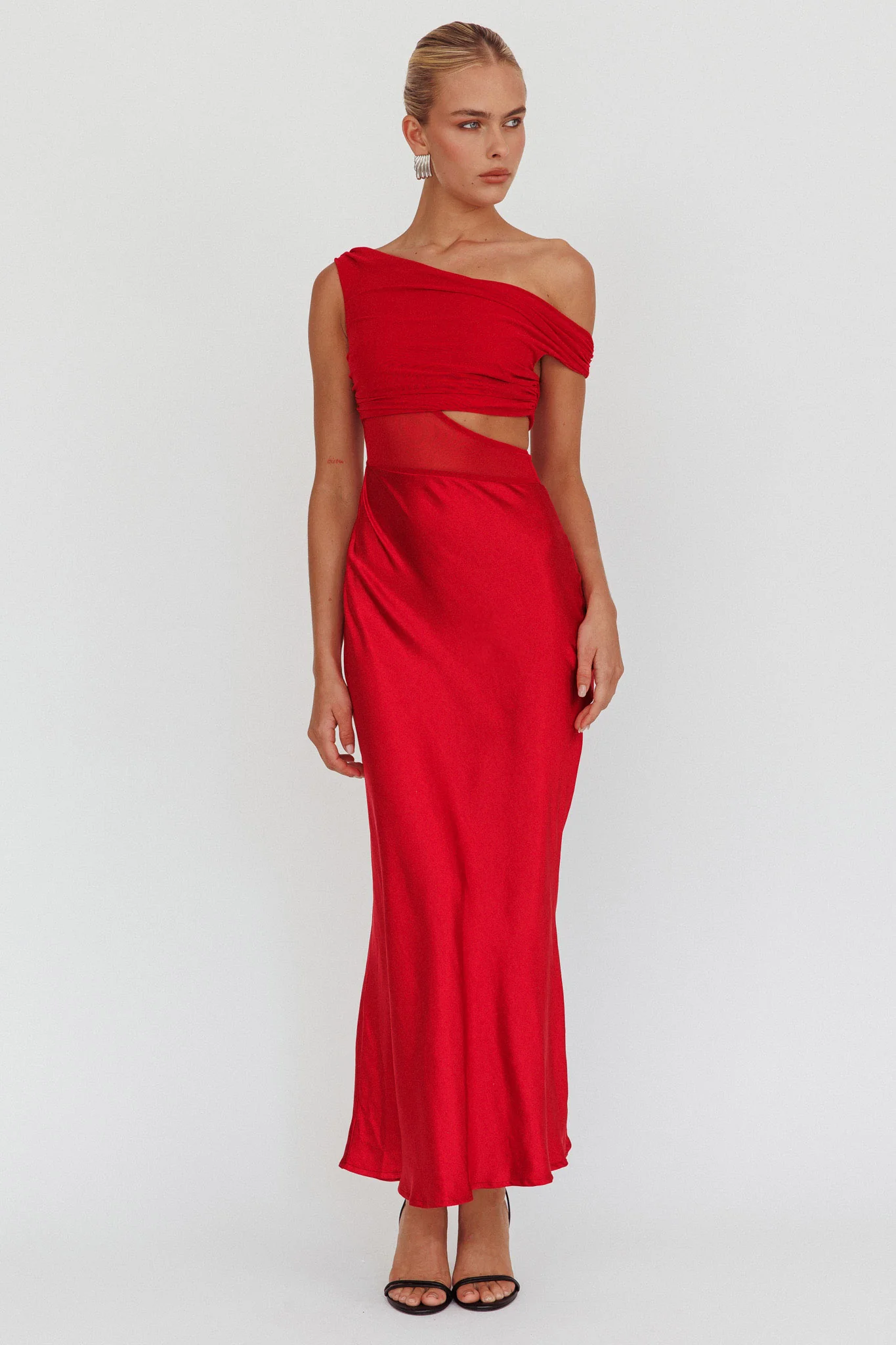 In Blooms Mesh Bodice Maxi Dress Wine - Image 5