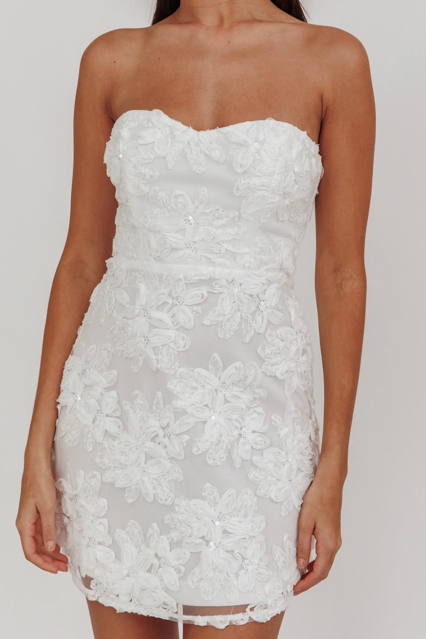 In Paris Embellished Flower Mini Dress White - Image 5