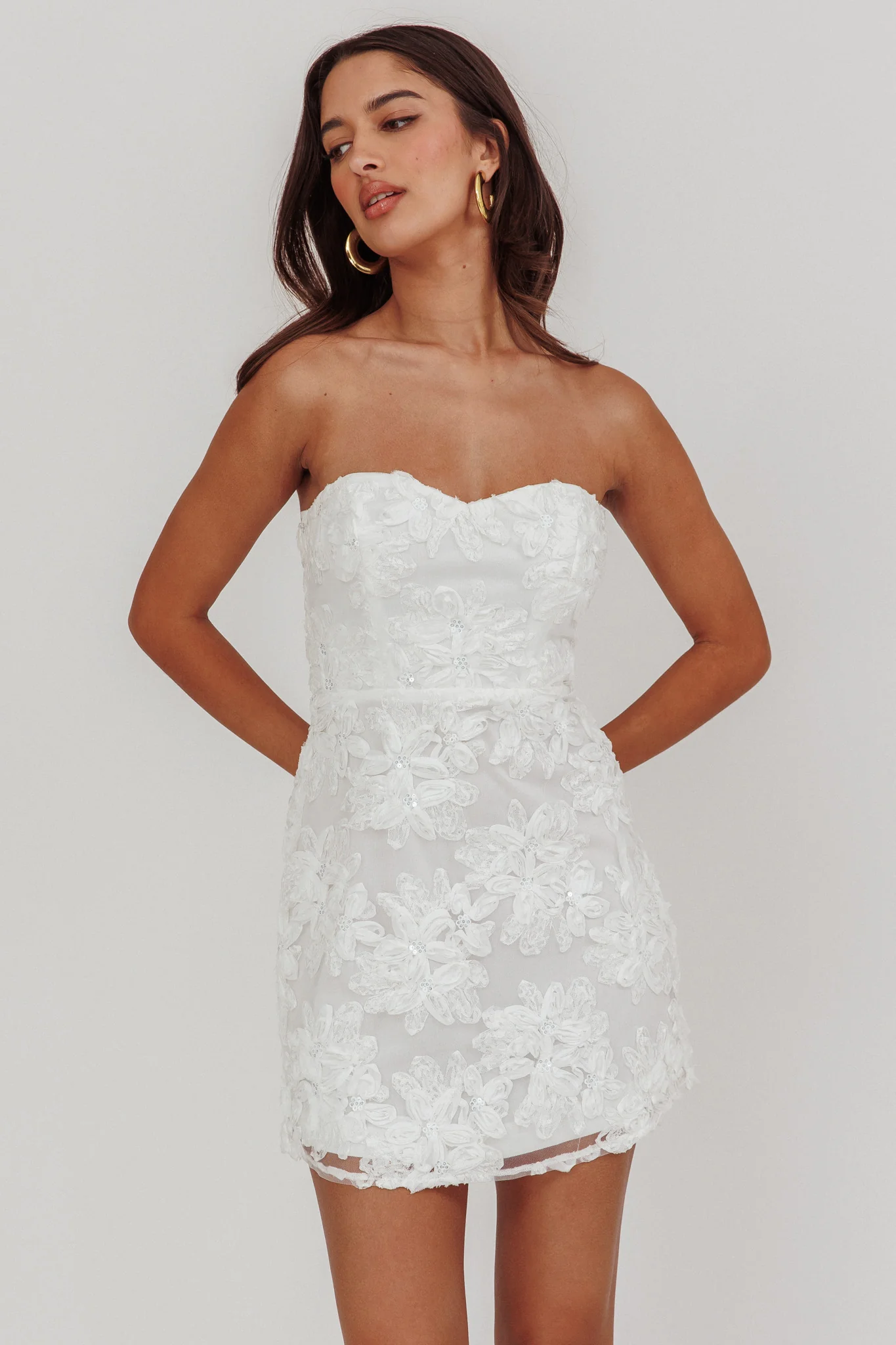 In Paris Embellished Flower Mini Dress White - Image 7