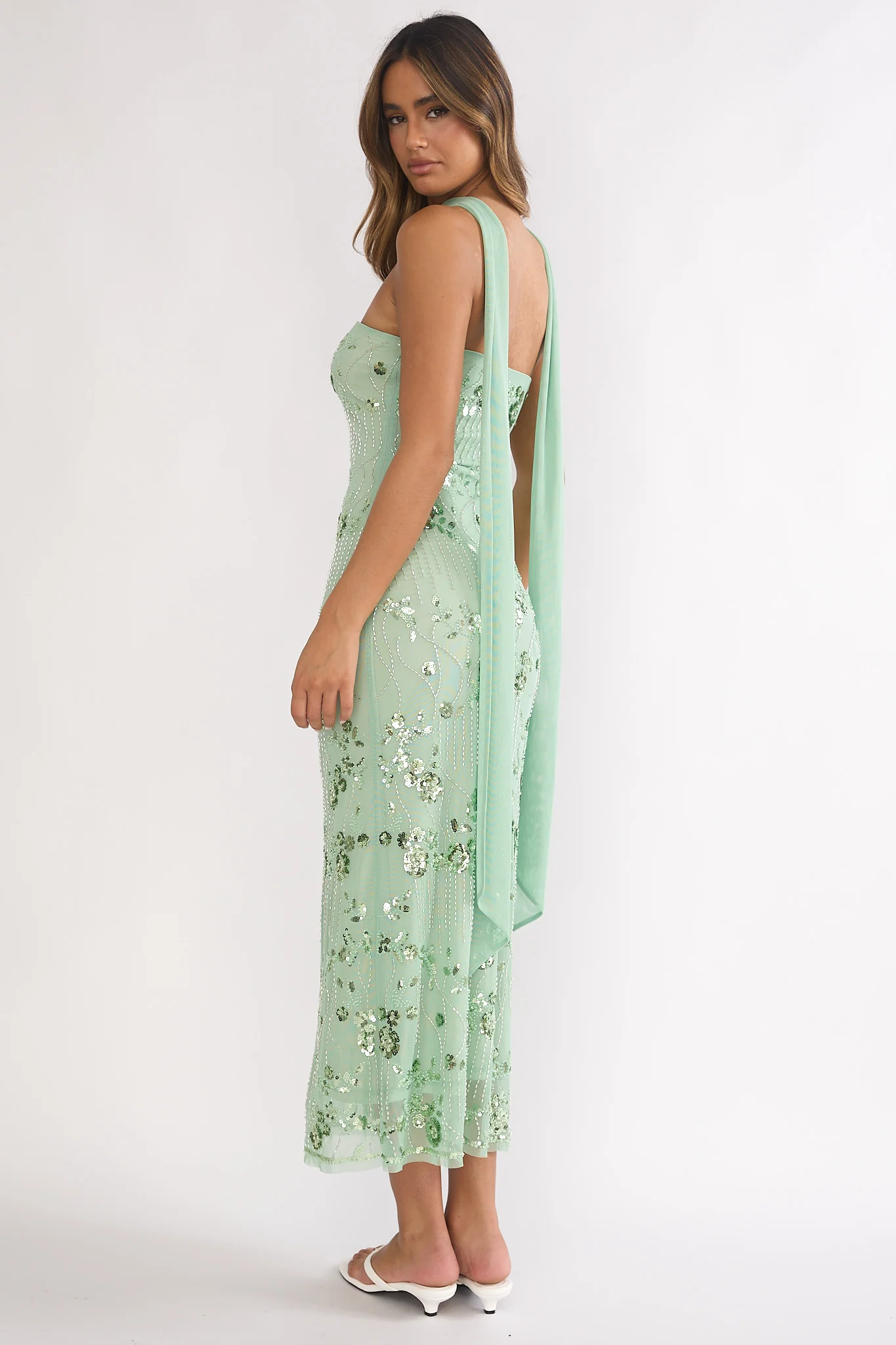 Jeremia Strapless Maxi Dress Sequin Mint - Image 3