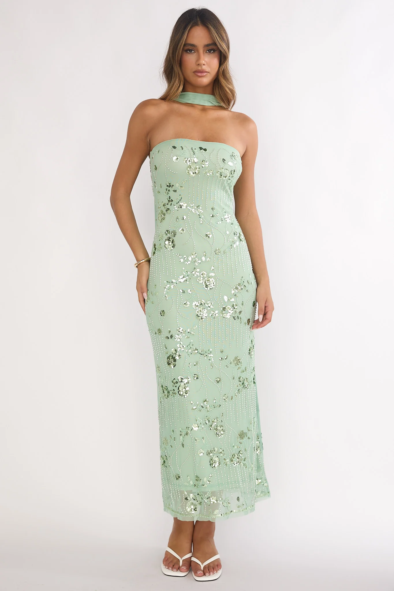 Jeremia Strapless Maxi Dress Sequin Mint - Image 5