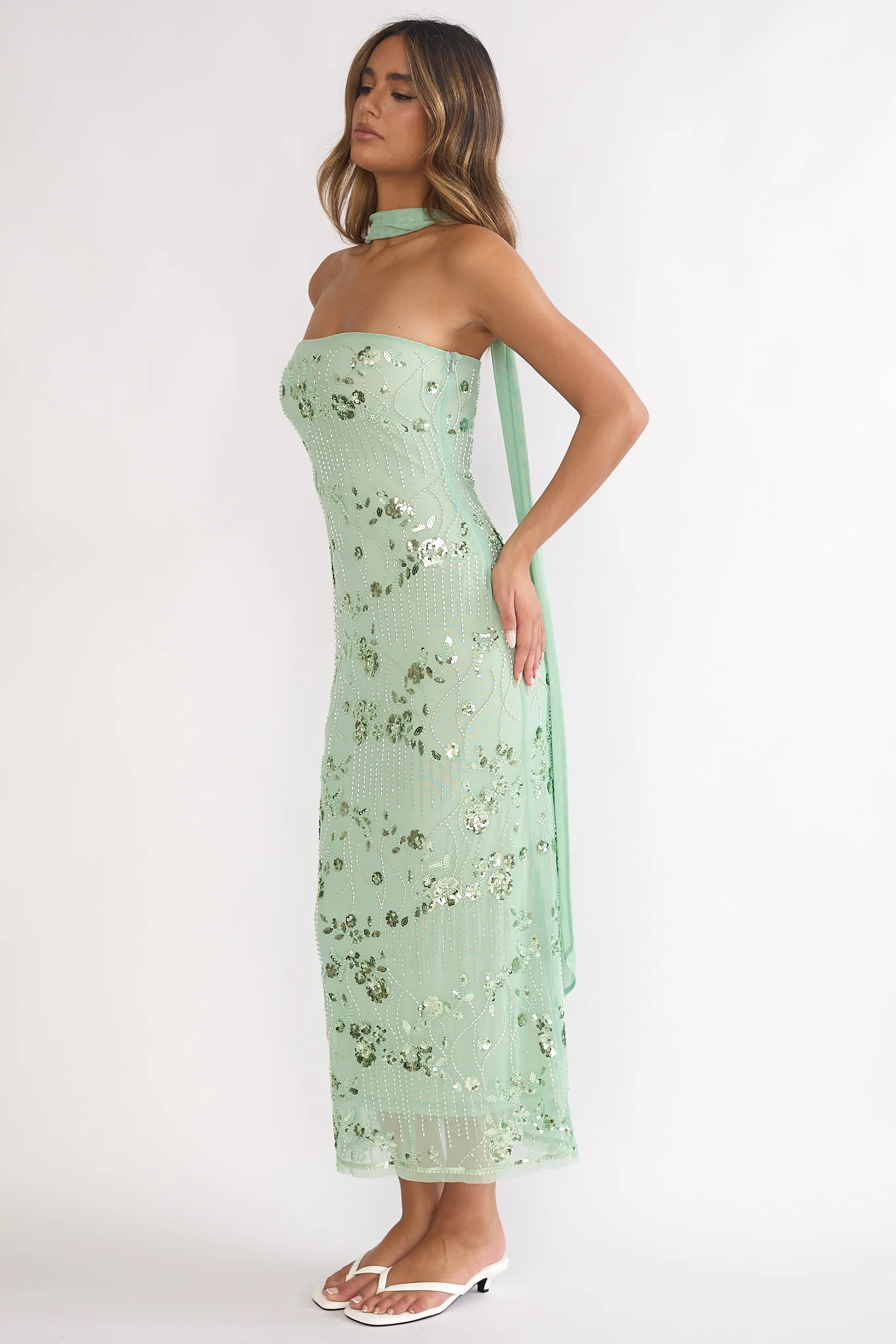 Jeremia Strapless Maxi Dress Sequin Mint - Image 7