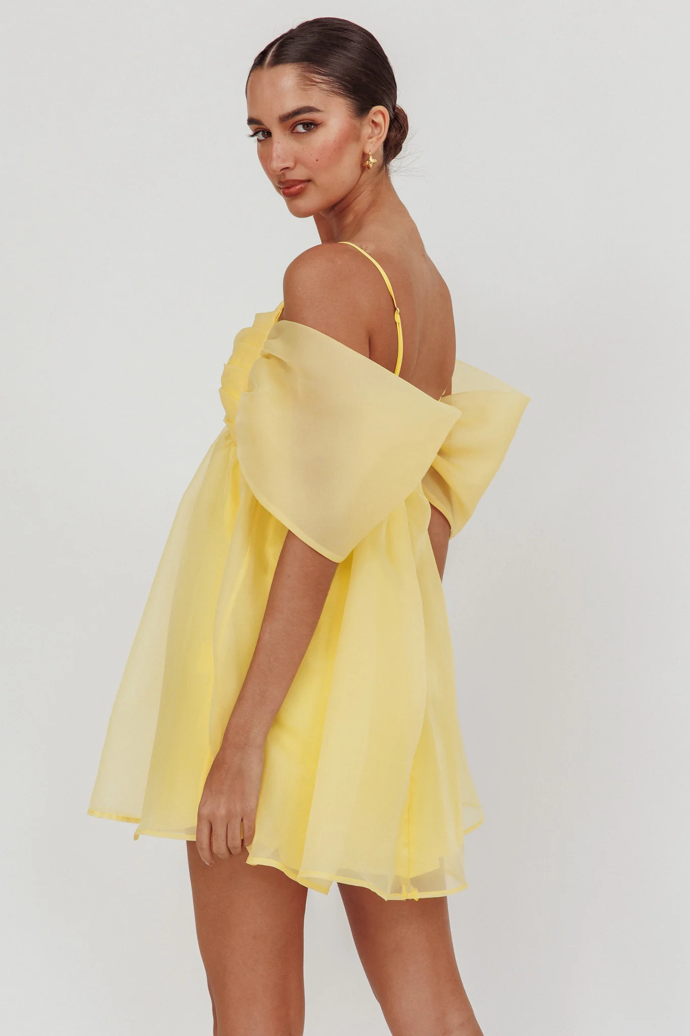 Little Liar Organza Mini Dress Yellow - Image 3