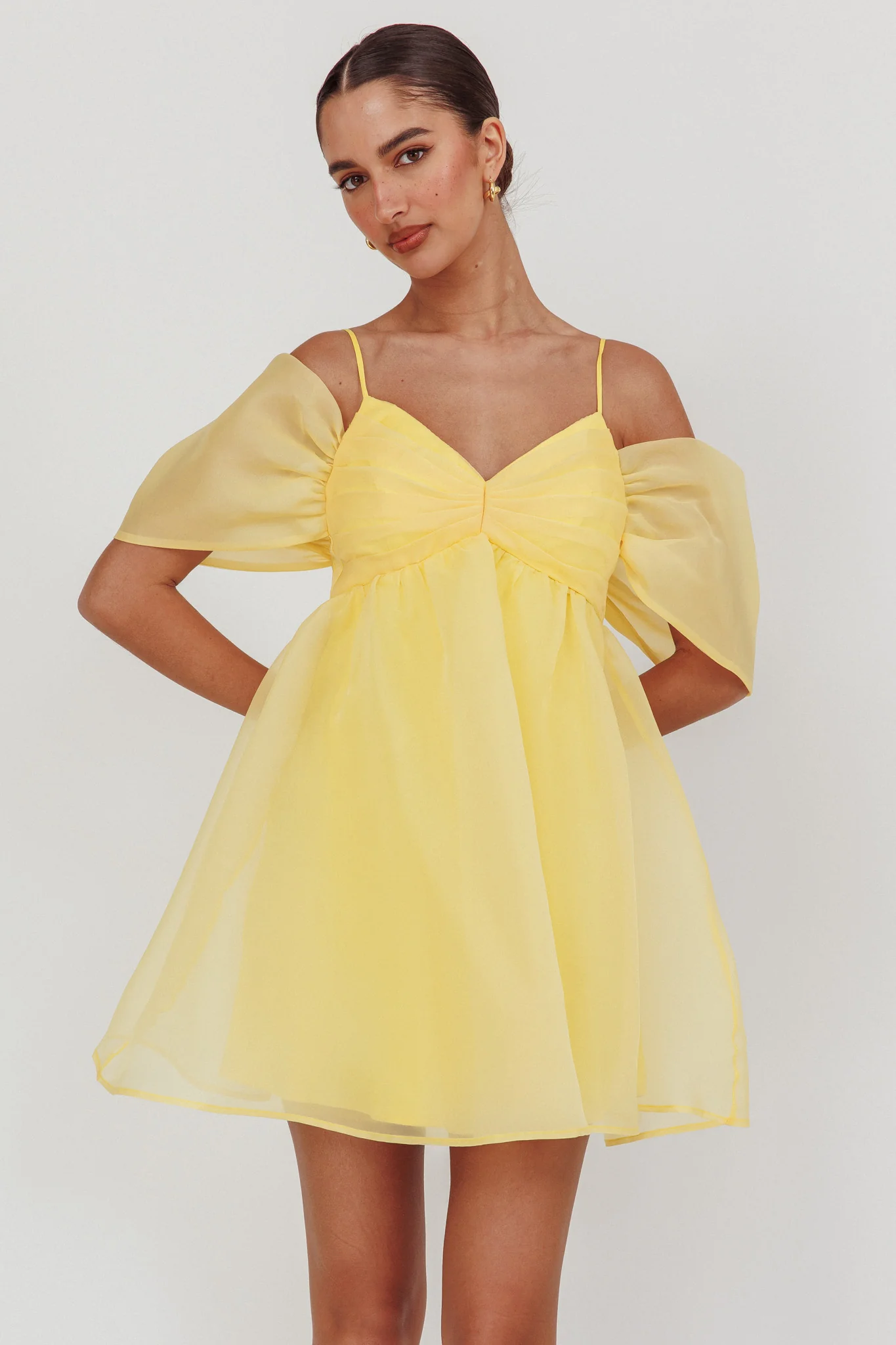 Little Liar Organza Mini Dress Yellow - Image 6