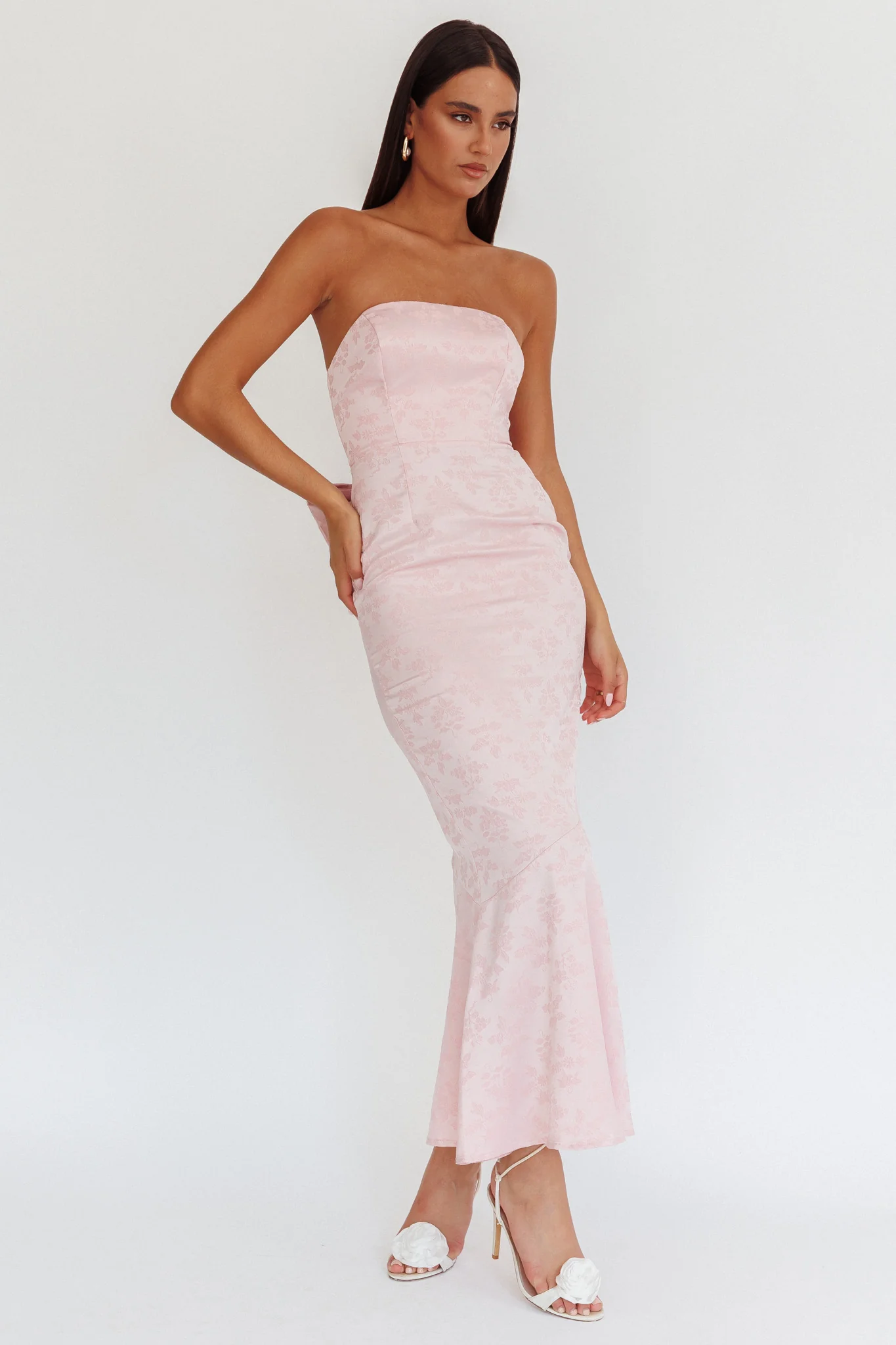 Melty Kisses Bow Back Maxi Dress Pink - Image 4