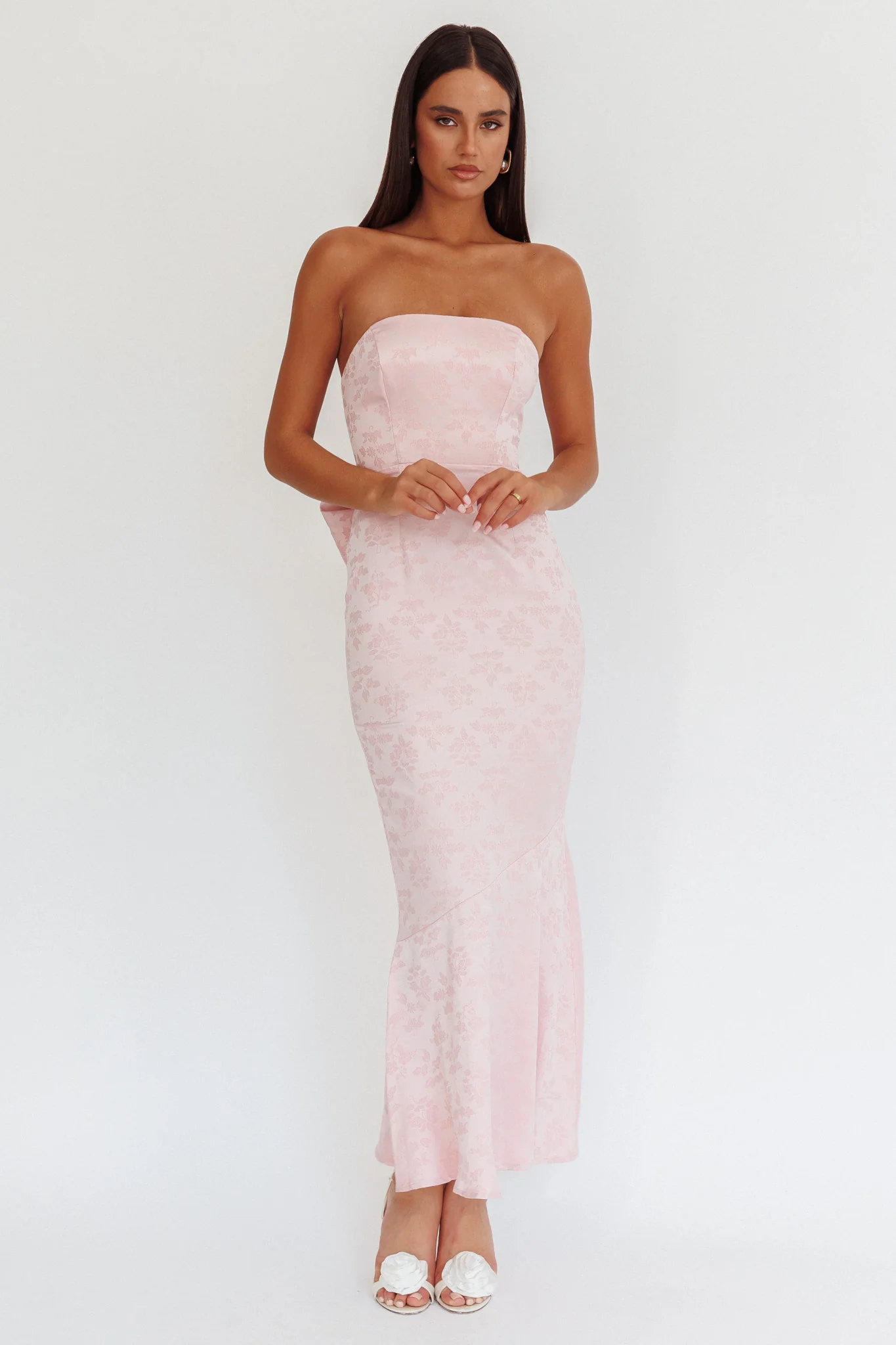 Melty Kisses Bow Back Maxi Dress Pink - Image 5