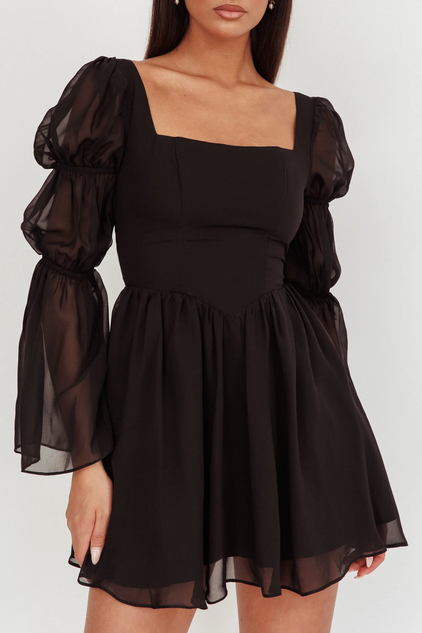 Miya Long Sleeve Mini Dress Black - Image 3