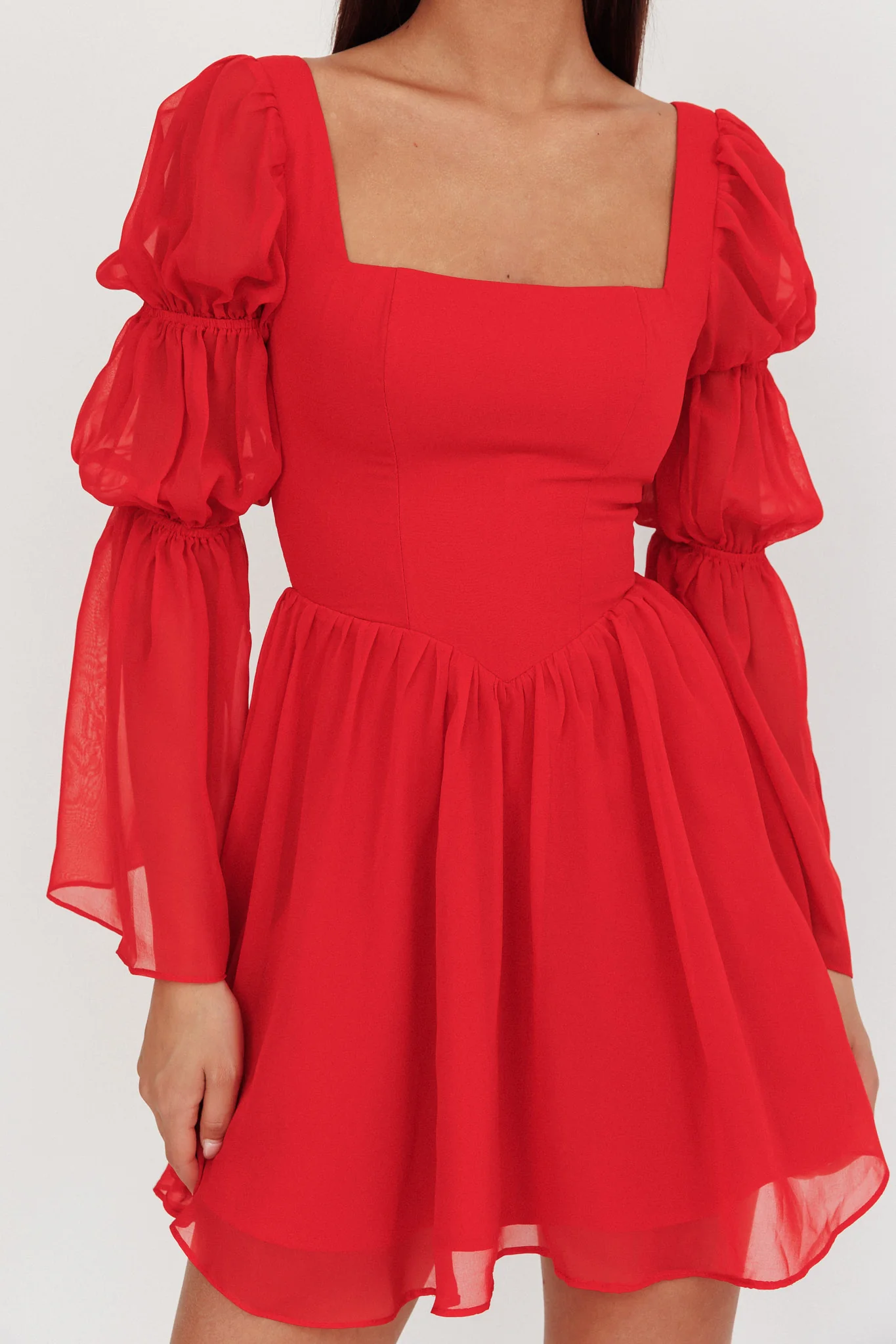 Miya Long Sleeve Mini Dress Red - Image 3