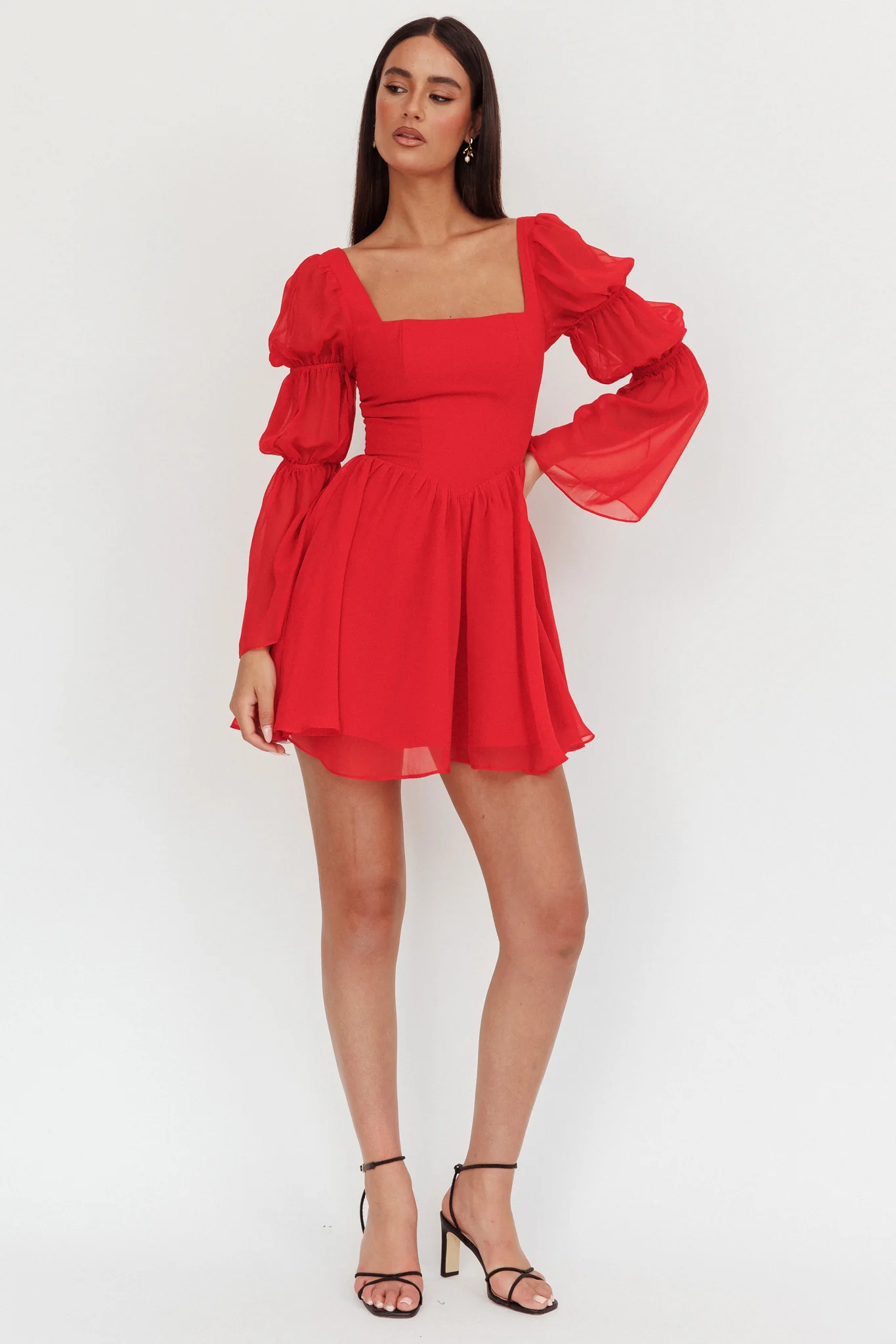 Miya Long Sleeve Mini Dress Red - Image 4