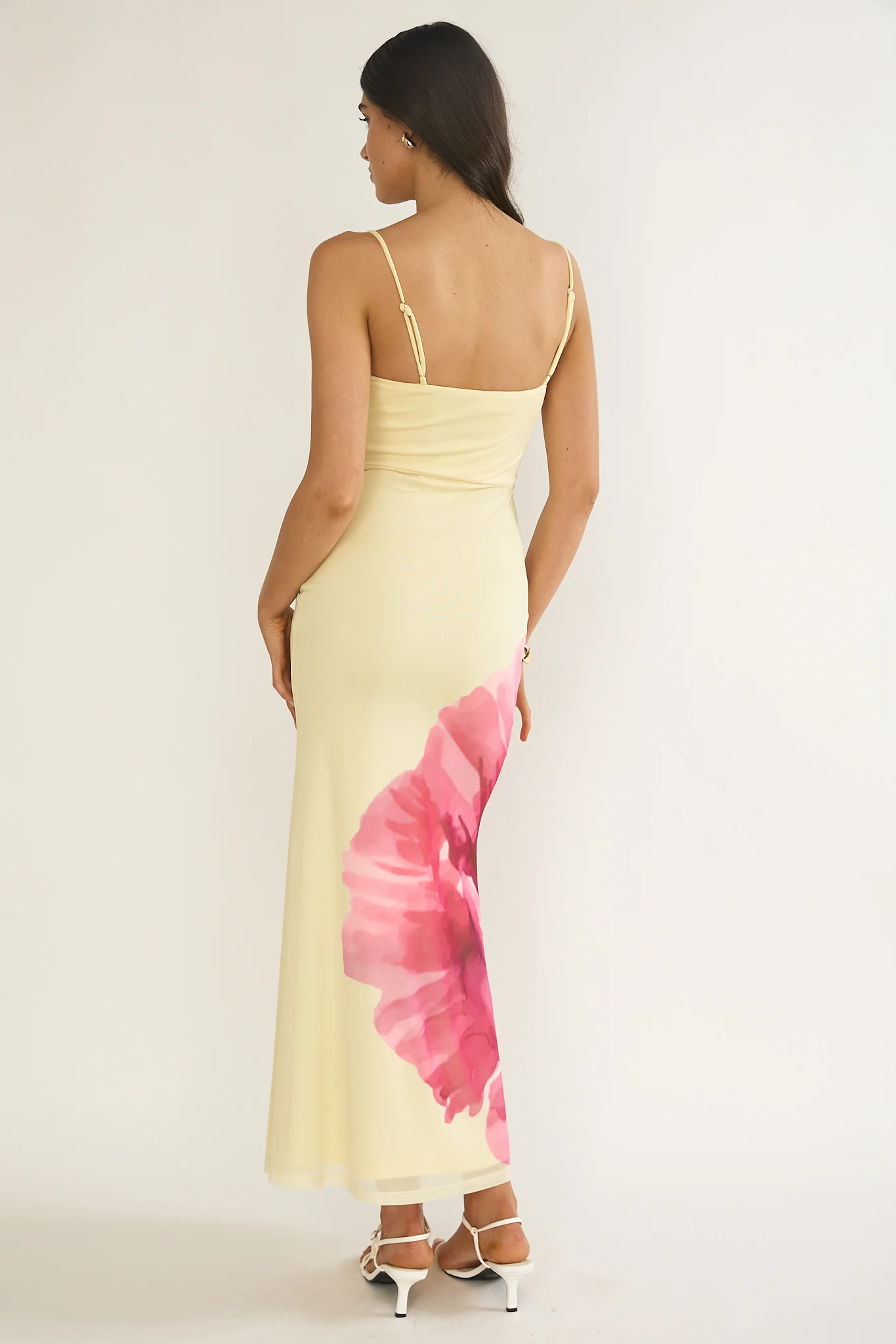 Orabella Waterdrop Wire Bust Maxi Dress Floral Butter - Image 3