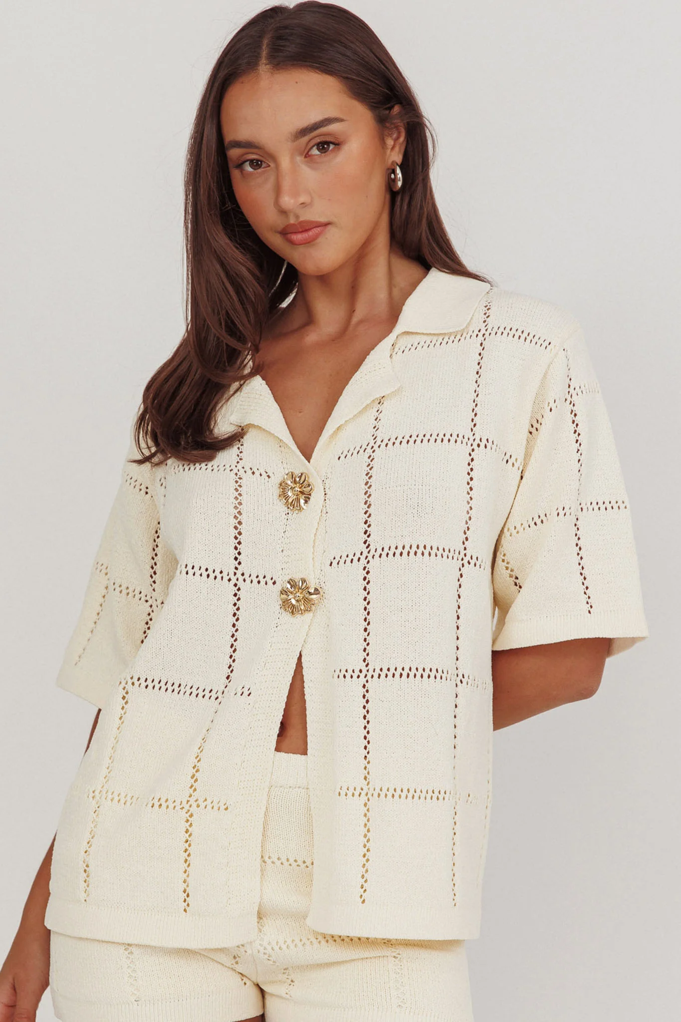 Sailor Knit Gold Button Top Cream - Image 5