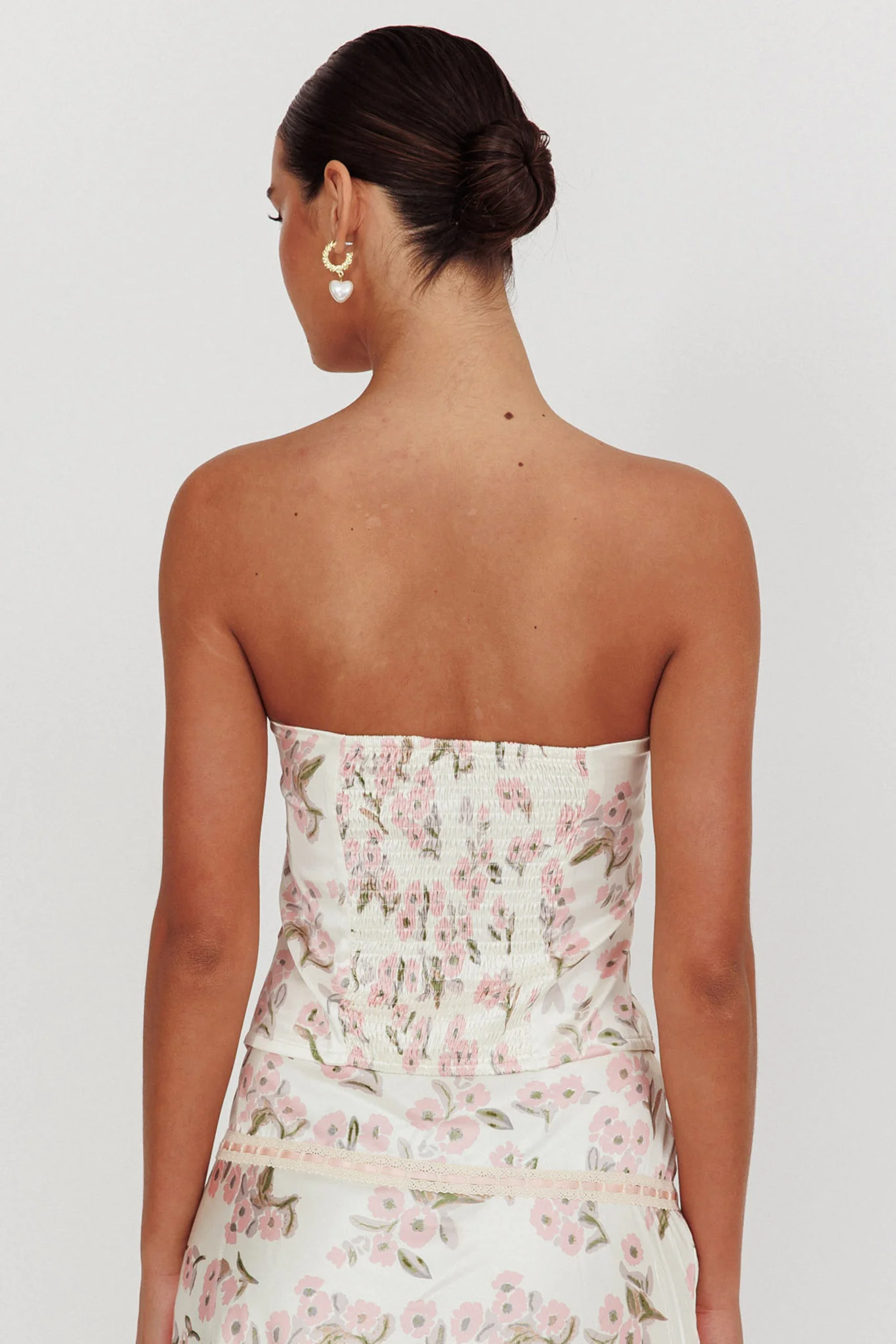 Tiya Strapless Ribbon Top Floral Pink - Image 3