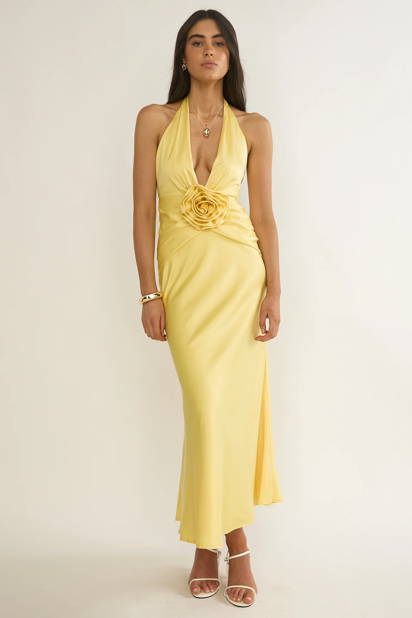 Vale 3D Flower Halter Maxi Dress Sunflower - Image 5