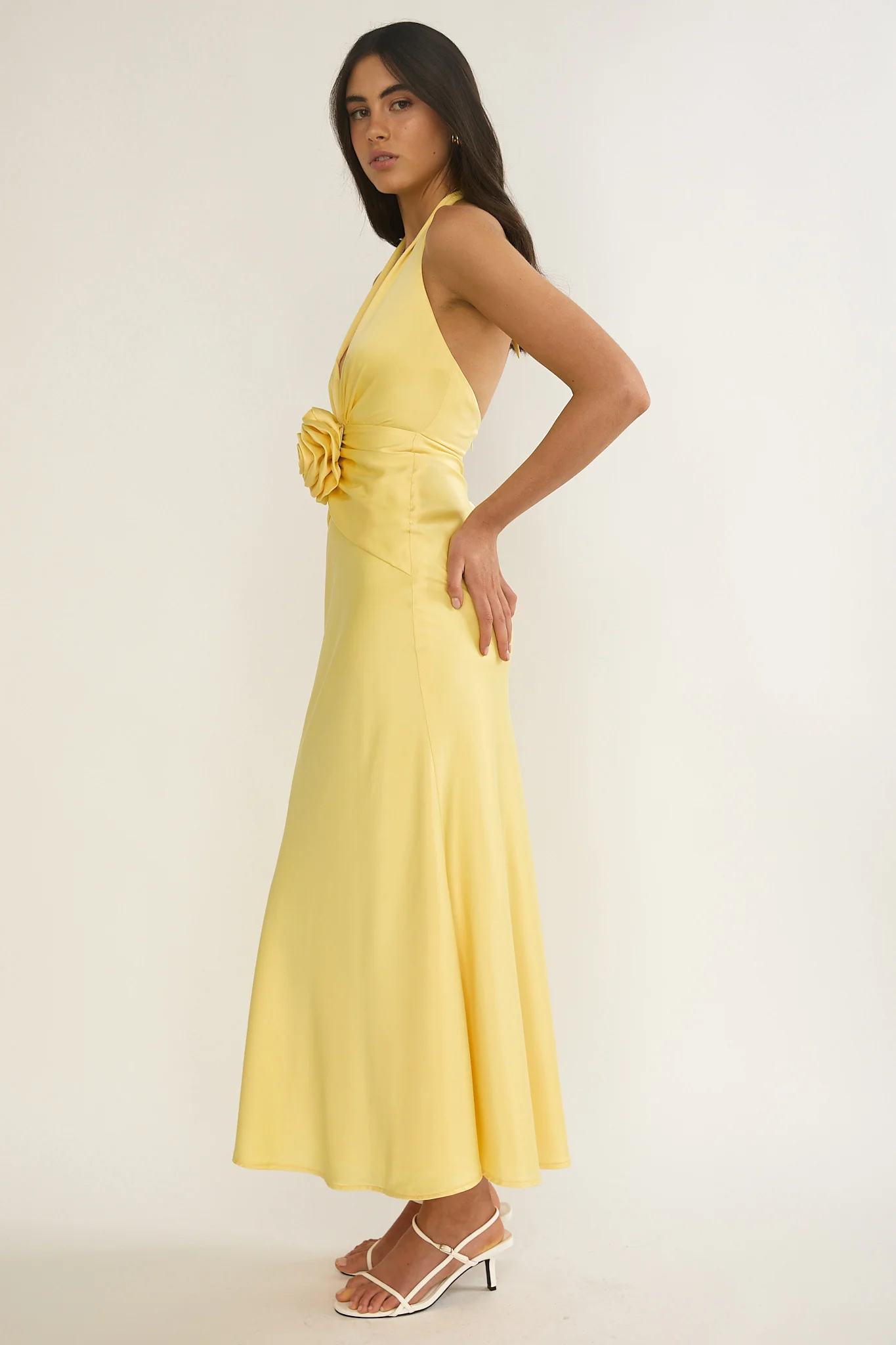 Vale 3D Flower Halter Maxi Dress Sunflower - Image 6