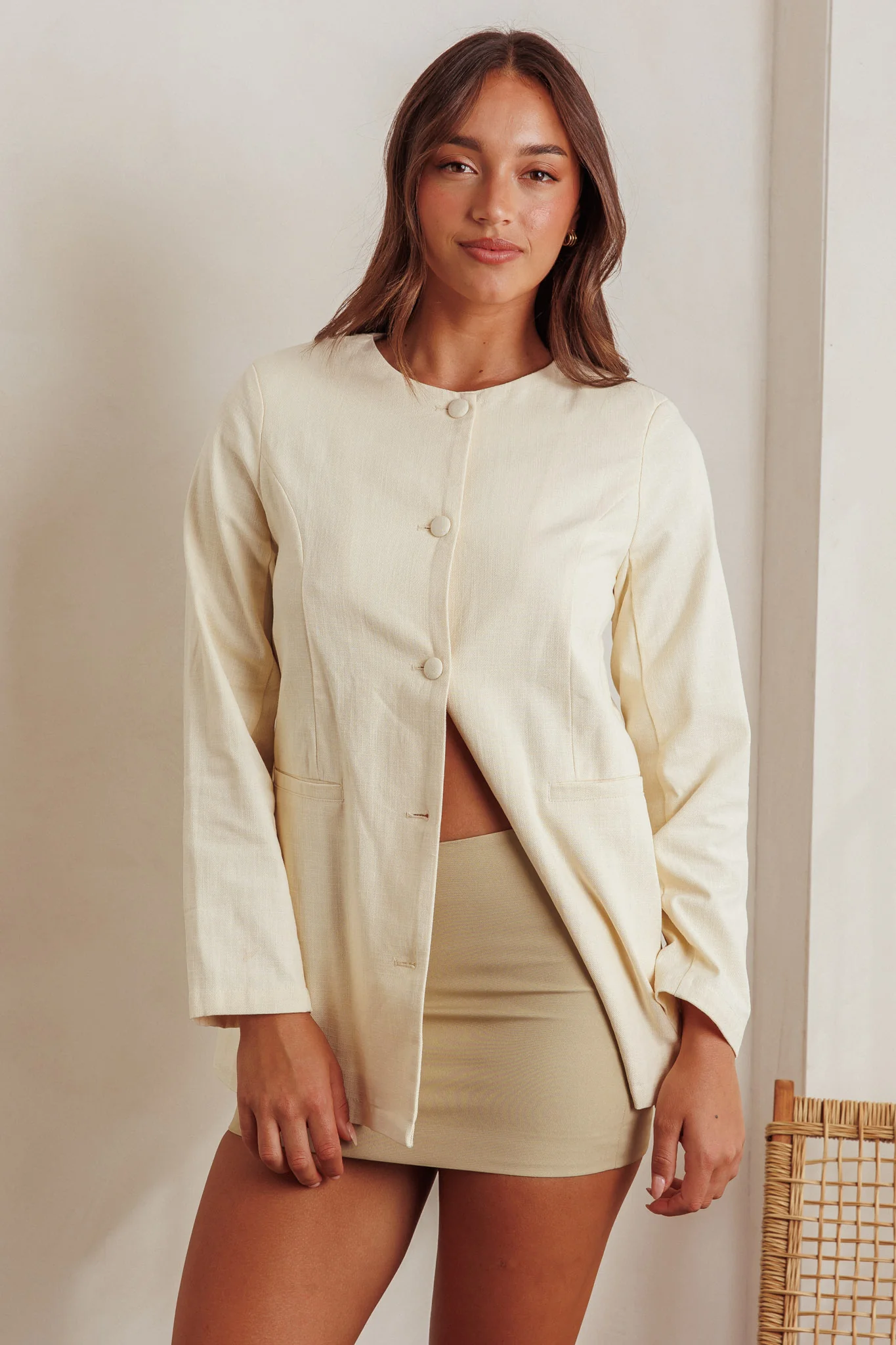 Vikki Round Neck Structured Top Butter - Image 5